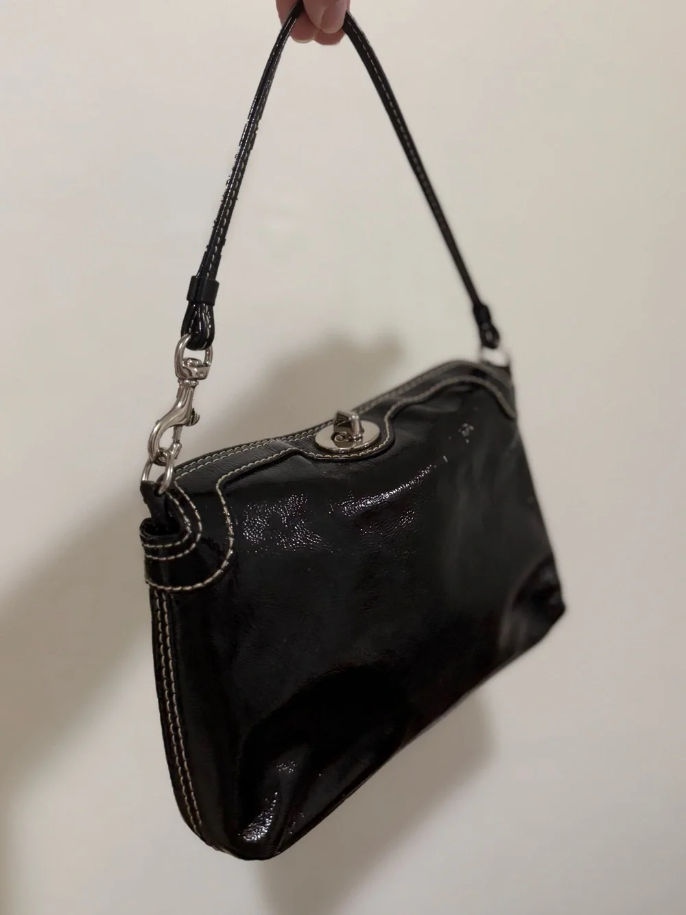 Coach Turnlock Wristlet- Gloss Black